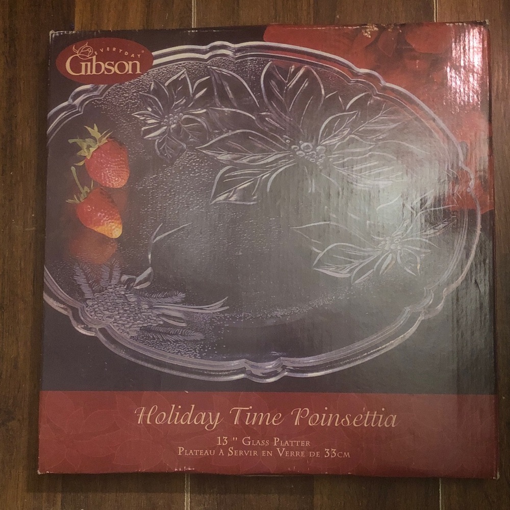 Flower Glass Platter by Gibson New In Box